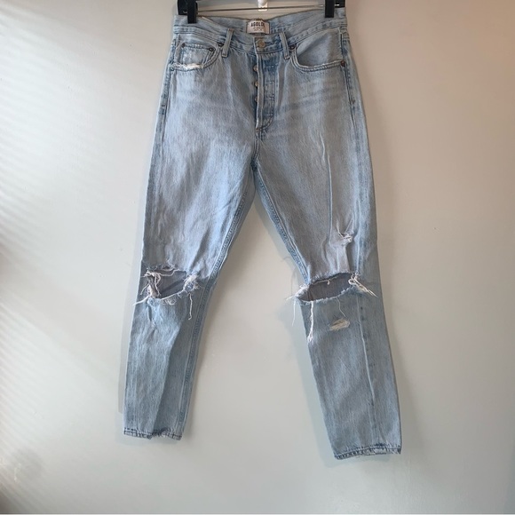 Agolde Light Blue Straight Leg Jeans - Picture 15 of 16